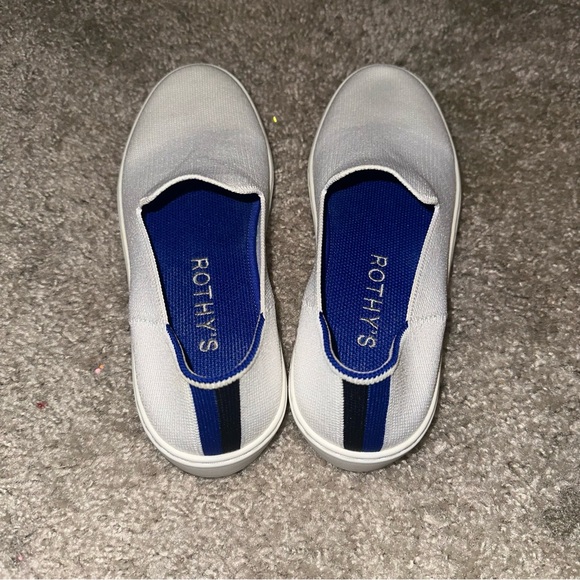 Rothy’s White and Blue Slip-On Sneakers - Picture 3 of 5